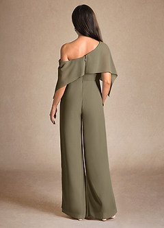 Azazie Halima vestidos de madre de la novia Vestido de Verde Sauce de Gasa de Mono/Traje de pantalón con Corte Lateral image3