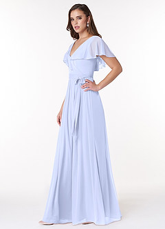 Azazie Jael Brautjungfernkleider A-Linie V-Hals Gittergewebe Kleid Lavendel image3