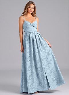 Azazie Zeya Bridesmaid Dresses Sky Blue A-Line Bow Floral Burnout Dress image4