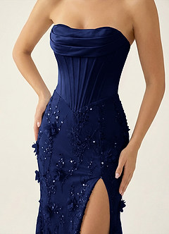 Iliana Navy Blue 3D Flower Beaded Corset Dress image6