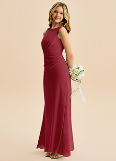 Azazie Floris Junior Robe Trapèze en Mousseline de soie Plissée Grenade image5