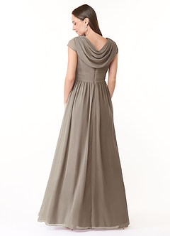 Azazie Organa Bridesmaid Dresses Taupe A-Line Pleated Chiffon Dress image2