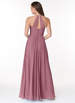 Azazie Ginger Bridesmaid Dresses Vintage Mauve A-Line Halter Pleated Chiffon Dress image2