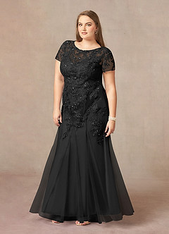 Azazie Laurie Mother of the Bride Dresses Black Mermaid Scoop Sequins Tulle Dress image9