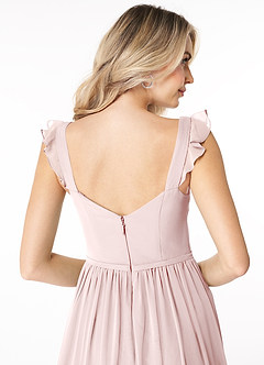 Azazie Stassie Abiti da Damigella Abito A-Line in Chiffon Increspato con Scollo a Cuore Rosa Rossore image6