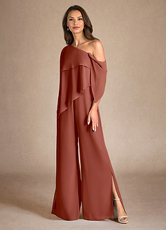 Azazie Halima Kleider für die Brautmutter Overall/Jumpsuit Seitliche Cut-Outs Chiffon Kleid Rotbraun image6