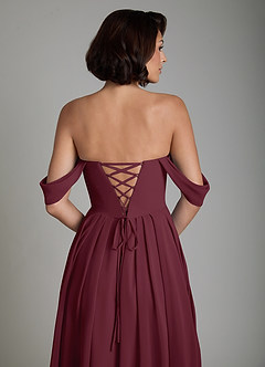 Azazie Loisa Brautjungfernkleider Wandelbar A-Linie Korsett Chiffon Kleid Cabernetrot image4