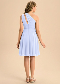 Azazie Charlize Junior Linia A Pofałdowany Szyfon Mini Młodsza druhna Sukienka image2