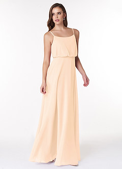 Azazie Lupe Final Sale Pearl Pink A-Line Scoop Blouson Chiffon Dress image4