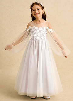 Azazie Zimi Flower Girl Dresses Rose Petal Ball-Gown Sweetheart Neckline Tulle Dress image4