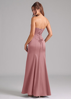 Azazie Ximena Bridesmaid Dresses Dusty Rose Mermaid Corset Stretch Satin Convertible Dress image2