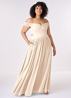 Barbie ♥ Azazie Bridesmaid Dresses White Alabaster A-Line Off the Shoulder Chiffon Convertible Dress image7