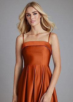 Azazie Lucienne Bridesmaid Dresses Burnt Orange A-Line Strapless Stretch Satin Convertible Dress image5