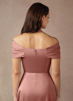 Azazie Amelia Mother of the Bride Dresses Rosette A-Line Off the Shoulder Stretch Satin Dress image8
