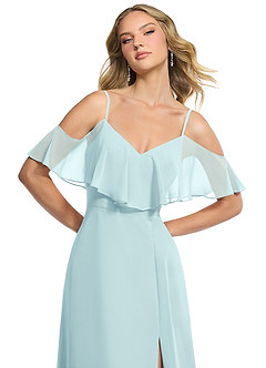 Azazie Jean Bridesmaid Dresses Sea Glass A-Line Chiffon Convertible Dress image6