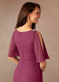 Azazie Pascual Mother of the Bride Dresses Mulberry A-Line Pleated Chiffon Dress image8