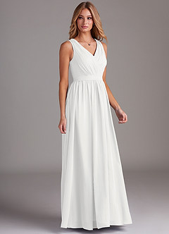 Azazie Kingsley Bridesmaid Dresses White A-Line Lace Chiffon Dress image5