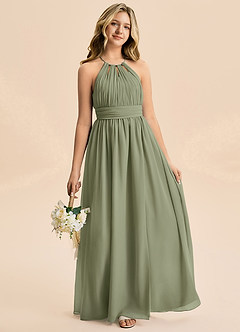Azazie Noelle Junior Pistachio A-Line Pleated Chiffon Dress image4
