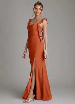 Azazie Jessamine Bridesmaid Dresses Burnt Orange Mermaid Corset Chiffon Dress image5