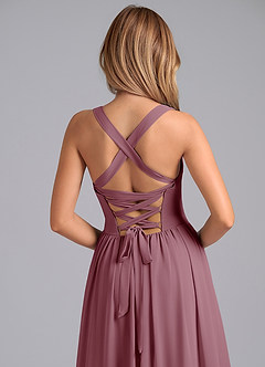 Azazie Francis Bridesmaid Dresses Vintage Mauve A-Line Corset Chiffon Dress image7