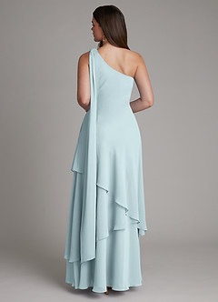 Azazie Monique Brautjungfernkleider A-Linie One-Shoulder Chiffon Kleid Nebel image2