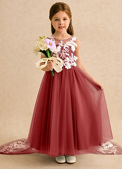 Azazie Mixie vestidos de niña de las flores Vestido de Óxido de Encaje de Corte Princesa image6