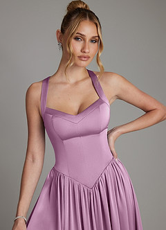 Azazie Francis Bridesmaid Dresses Wisteria A-Line Corset Stretch Satin Dress image4