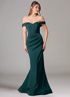 Azazie Everly Vestidos de damas de honor Vestido de Pino de Satén Elástico de Corte Sirena Convertible con Vestidos sin tirantes image3