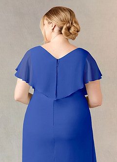 Azazie Julia Mother of the Bride Dresses Royal Blue Sheath V-Neck Pleated Chiffon Dress image11