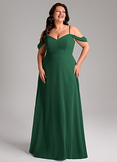 Azazie Marley Bridesmaid Dresses Dark Green A-Line Off the Shoulder Chiffon Convertible Dress image13