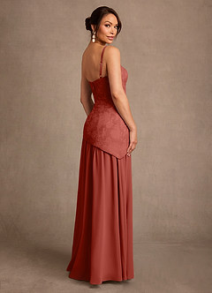 Azazie Flossie 신부의 어머니 드레스 A라인 주름진 쉬폰 플로어 길이 드레스 image5