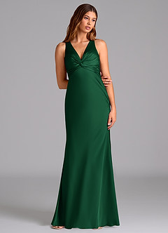 Azazie Hati Bridesmaid Dresses Dark Green Mermaid Stretch Satin Dress image3