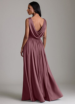 Azazie Novi Bridesmaid Dresses Amethyst A-Line with Pockets Stretch Satin Dress image2