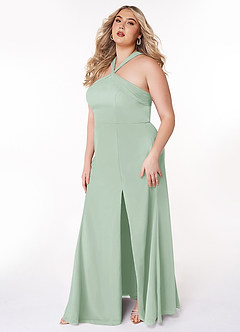 Azazie Rue Bridesmaid Dresses Agave A-Line Halter Chiffon Dress image9
