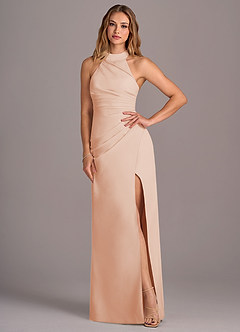 Azazie Jemma Bridesmaid Dresses English Rose Sheath Pleated Chiffon Dress image4
