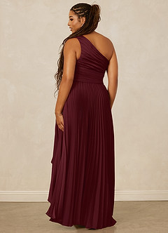 Christian Siriano Bridal for Azazie 1008 Bridesmaid Dresses Cabernet A-Line One Shoulder Stretch Satin Dress image10