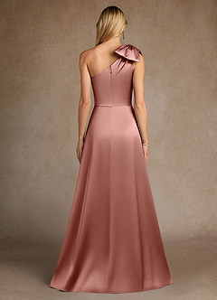 Azazie Easton Mère de la mariée Robes Robe Trapèze en Satin extensible Une épaule Rosette image3