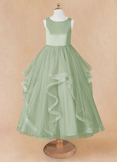Azazie Sofia Flower Girl Dresses Dusty Sage A-Line Beaded Tulle Dress image8