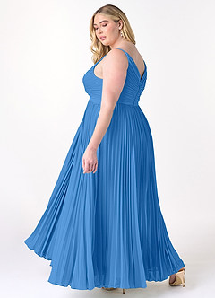 Azazie Raychelle Bridesmaid Dresses Blue Jay A-Line V-Neck Chiffon Dress image10