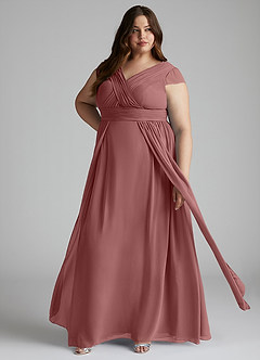 Azazie Organa Bridesmaid Dresses Desert Rose A-Line Pleated Chiffon Dress image7