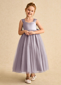 Azazie Chickadee vestidos de niña de las flores Vestido de Atardecer de Satin Mate de Princesa con Escote de Corazón image5