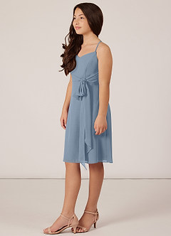 Azazie Doll Junior Amethyst A-Line Bow Chiffon Dress image3