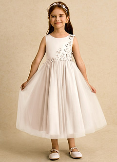 Azazie Malva Venta Final Vestido de Alabastro Blanco de Tul de Corte Princesa con Lazo image4