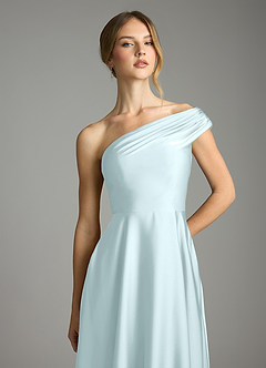 Azazie Melanie Suknie dla druhen Linia A Zza ramienia Satyna elastyczna Do ziemi Sukienka image6