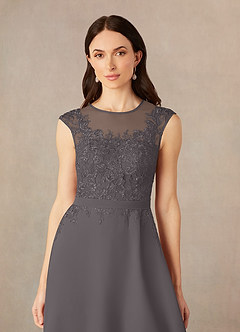 Azazie Klaus Mother of the Bride Dresses Steel Grey A-Line Scoop Sequins Chiffon Dress image5