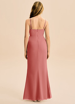 Azazie Buzzy Junior Robe Fourreau en Mousseline de soie Plissée Antique Rose image5