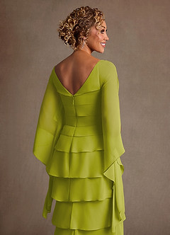 Azazie Arabinda Mother of the Bride Dresses Lemongrass Sheath Ruched Chiffon Dress image6