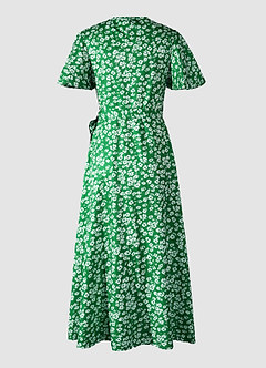 Robe Portefeuille Vert à Imprimé Floral image7