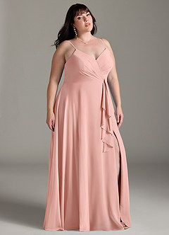 Azazie Akita Robes de demoiselle d'honneur Robe Trapèze en Mousseline de soie Rosette image7