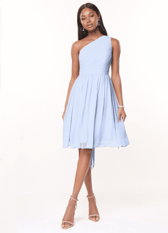 Azazie Katrina Bridesmaid Dresses Ice A-Line One Shoulder Chiffon Dress image1